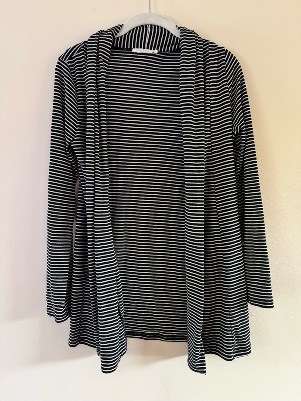 Honey Punch Black & White Striped Open Cardigan